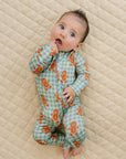 Bamboo Zip Romper | Gingerbread Gingham