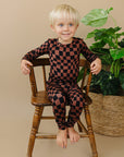 Bamboo Two Piece Set | Chocolate Wavy Checkered