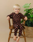 Bamboo Two Piece Set | Chocolate Wavy Checkered