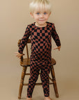 Bamboo Two Piece Set | Chocolate Wavy Checkered