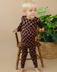 Bamboo Two Piece Set | Chocolate Wavy Checkered