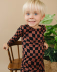 Bamboo Two Piece Set | Chocolate Wavy Checkered