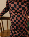 Bamboo Two Piece Set | Chocolate Wavy Checkered