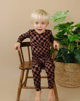 Bamboo Two Piece Set | Chocolate Wavy Checkered