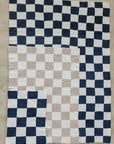 Navy Checkered Plush Blanket