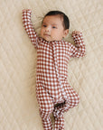 Bamboo Zip Romper | Chocolate Gingham