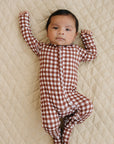 Bamboo Zip Romper | Chocolate Gingham