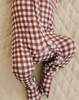 Bamboo Zip Romper | Chocolate Gingham