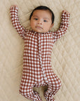 Bamboo Zip Romper | Chocolate Gingham