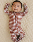 Bamboo Zip Romper | Chocolate Gingham