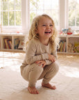 Modal Long Sleeve Pajama Set for Kids Beige
