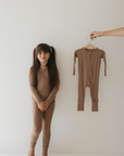 Bamboo Zip Pajamas | Ribbed Milk Chocolate