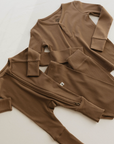 Bamboo Zip Pajamas | Ribbed Milk Chocolate