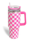 Checkered Pattern 40oz Tumbler with Handle: ONE SIZE / Black