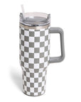 Checkered Pattern 40oz Tumbler with Handle: ONE SIZE / Black