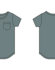 Curved-Hem Pocket Tee - Sea Blue