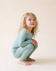 Modal Long Sleeve Pajama Set for Kids Mint