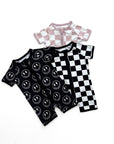 Bamboo Shorty Romper | Black Checkered