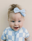 Bamboo Shorty Romper | Blue Checkered