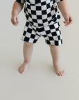 Bamboo Two Piece Shorts Set | Black Checkered