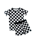 Bamboo Two Piece Shorts Set | Black Checkered