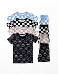 Bamboo Two Piece Shorts Set | Black Checkered