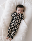 Bamboo Zip Pajamas | Black Checkerboard