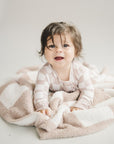Checkered Plush Blanket | Latte