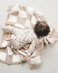 Checkered Plush Blanket | Latte