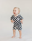 Checkered Shorts Set | Black
