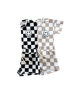Checkered Shorts Set | Latte