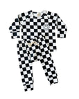 Checkered Smiley Lounge Set | Black