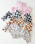 Checkered Smiley Lounge Set | Black