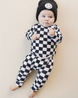Checkered Smiley Lounge Set | Black