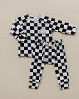 Checkered Smiley Lounge Set | Black