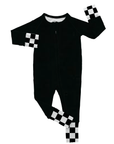 Ribbed Midnight Black | Bamboo Romper: 12-18 Months