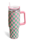 Checkered Pattern 40oz Tumbler with Handle: ONE SIZE / Black