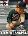 Flat Brim Trucker Hat - Black W/ Camo Mesh