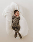 Bamboo Knotted Gown | Faded Brown Checkerboard