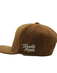 BUBBA Varsity Snapback Hat for Kids | Brown Wool Blend Chenille Baby Infant Toddler Youth Cap