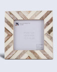 Baby Picture Frame Chevron Pattern Bone Inlay-4" x 4", Brown