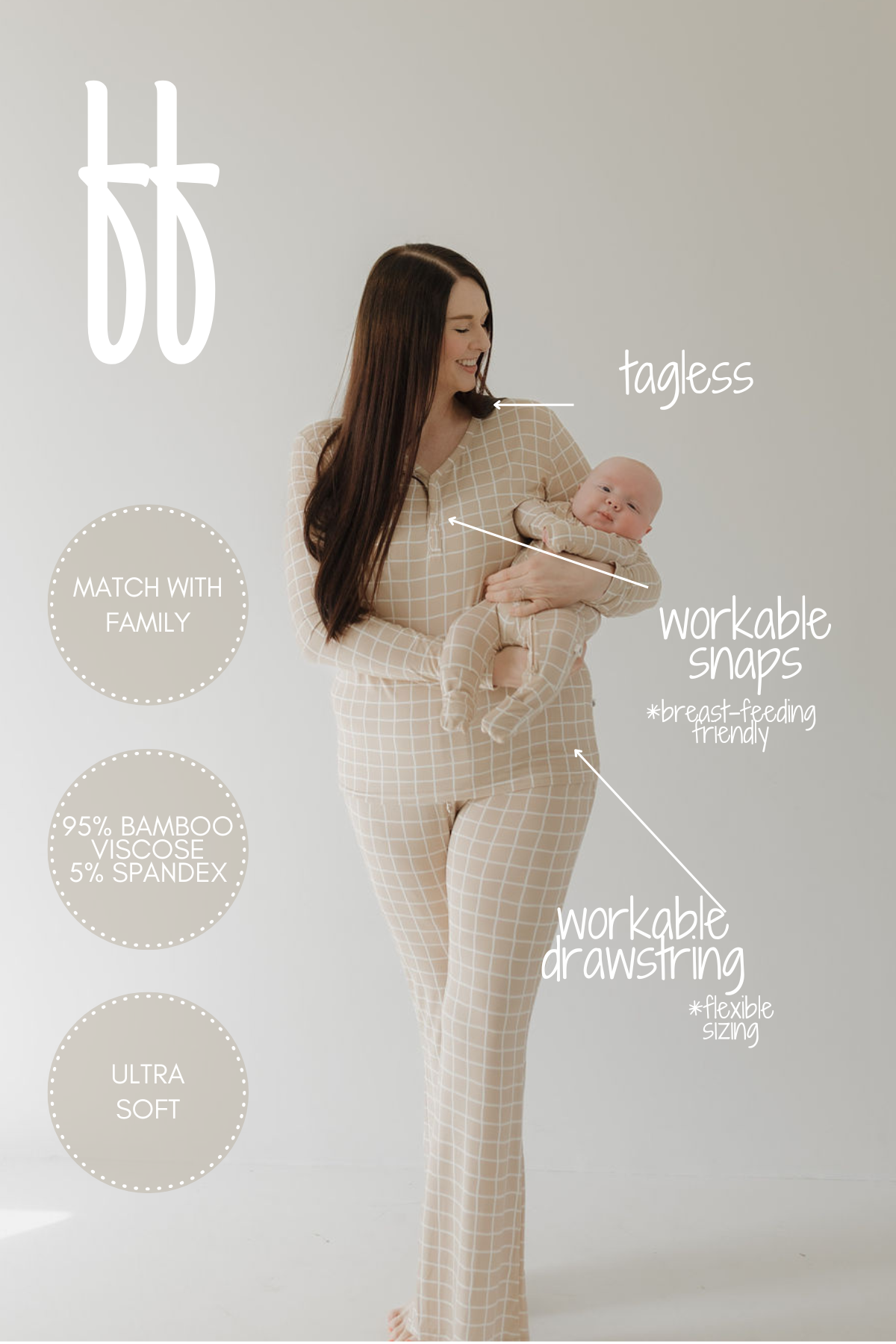 Women's Bamboo Pajama | Grid || MATCHING KIDS