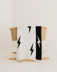 Plush Blanket | Black & White Lightning Bolt