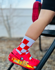 Socks - Red + White Checker
