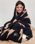 Black + Camel Bolt Cozy Blanket