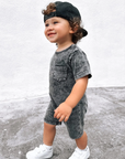 Acid Wash Shortie Romper - Black
