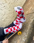 Socks - Red + White Checker