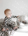Bamboo Zip Pajamas | Black Checkerboard