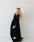 Plush Blanket | Black & White Lightning Bolt