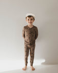 Bamboo Two Piece Pajamas | Brown & Black Lightning Bolt